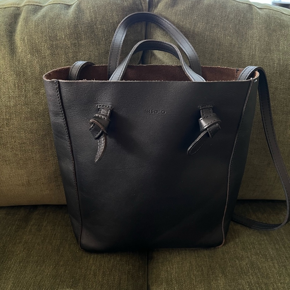 Nisolo Black Leather Shopper Tote Bag